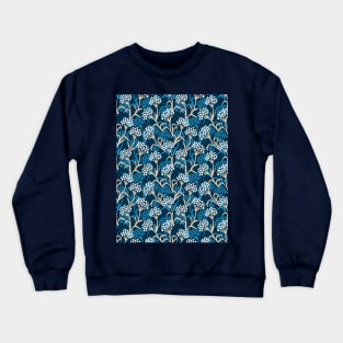 Blue Flower Drawing Pattern Crewneck Sweatshirt